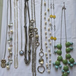 Silver Long Necklace Bundle Lot 10 | Layering Fashion Jewelry